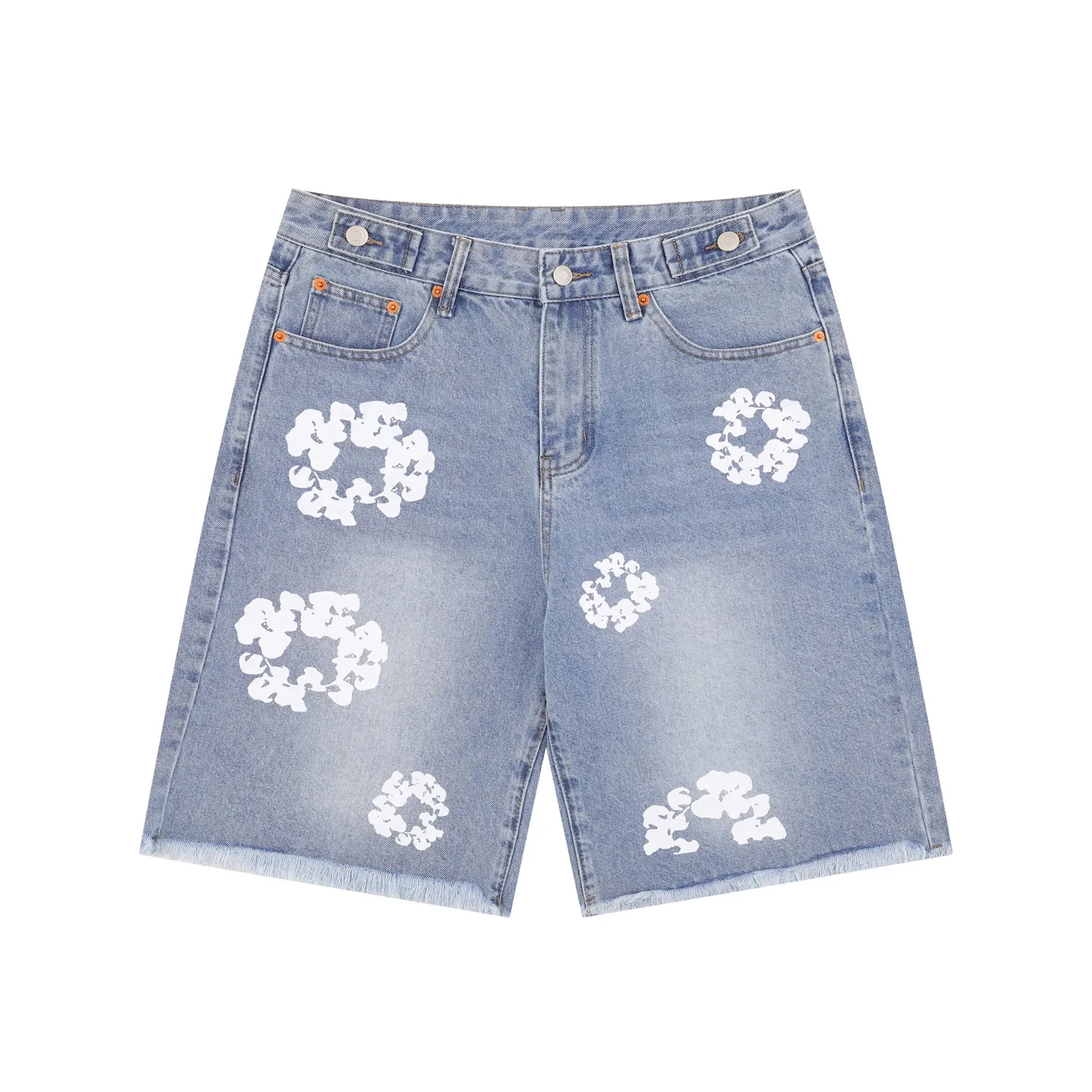 D115# P160 Denim Tears Kapok printed high-quality denim shorts. The official website has the most complete version and color matching, 6 colors! ! !  color: dark blue, light blue, retro blue, denim blue, black, white size: 30 32 34 36